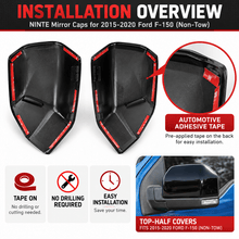 Load image into Gallery viewer, NINTE Mirror Caps for 2015-2020 Ford F-150, Non-Tow Top-Half Covers, 2-Piece - NINTE