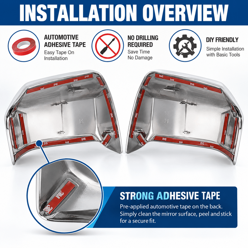 NINTE Mirror Caps for 2015-2020 Ford F-150, Non-Tow Top-Half Covers, 2-Piece - NINTE