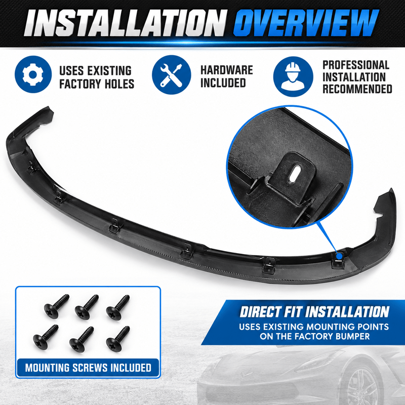 NINTE ZR1-Style Front Bumper Lip Splitter for 2005-2013 Chevrolet Corvette C6 Base – Track-Inspired Aero - NINTE