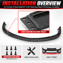 Load image into Gallery viewer, NINTE ZR1-Style Front Bumper Lip Splitter for 2005-2013 Chevrolet Corvette C6 Base – Track-Inspired Aero - NINTE
