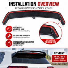 NINTE Rear Roof Spoiler Wing Fit For VW Golf 8 GTI 2020-2023 Painted Gloss Black One Piece Sport Style Without Logo