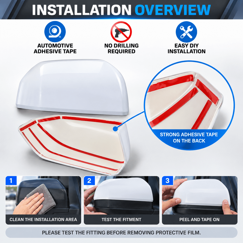 NINTE Mirror Caps for 2015-2020 Ford F-150, Non-Tow Top-Half Covers, 2-Piece - NINTE