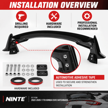NINTE Type R Rear Spoile For 2022-2026 11th Honda Civic Hatchback ABS Trunk Wing - NINTE