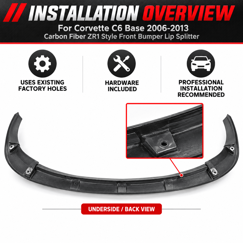 NINTE ZR1-Style Front Bumper Lip Splitter for 2005-2013 Chevrolet Corvette C6 Base – Track-Inspired Aero - NINTE