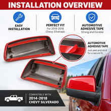 NINTE Mirror Caps Top Half For 2014-2019 Silverado & Sierra 1500 2500 3500