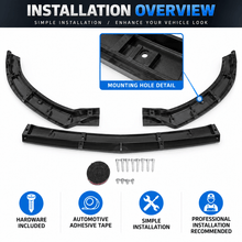 NINTE For 2015-2018 Benz C-Class W205 Sport Front Lip Front Bumper Lip Splitter ABS 3PCS - NINTE