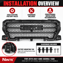 NINTE Denali Mesh Style Grille For 2019-2021 GMC Sierra 1500 ABS - NINTE