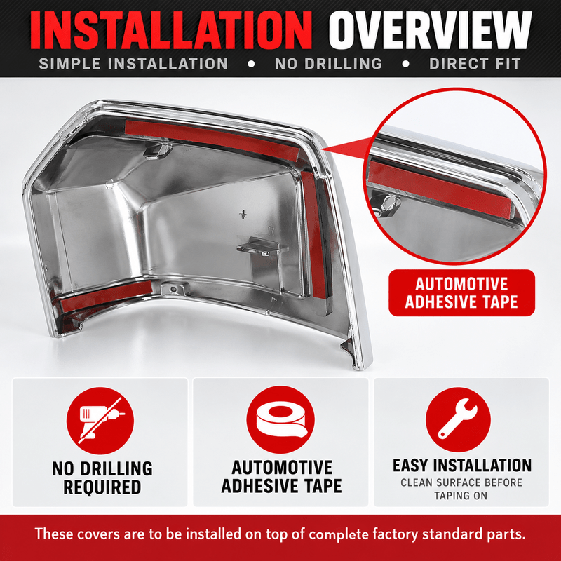 NINTE Mirror Caps for 2015-2020 Ford F-150, Non-Tow Top-Half Covers, 2-Piece - NINTE