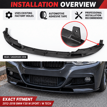 NINTE Front Bumper Lip For 2012-2018 BMW F30 M Sport / M Tech Front Lip 2 PCS Painted Sport Front Spoiler Lower Diffuser - NINTE