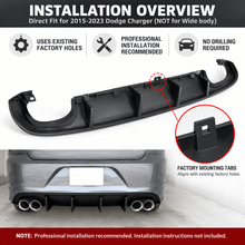 NINTE For 2015-2023 Dodge Charger Quad Exhaust Rear Diffuser NOT for Wide body - NINTE
