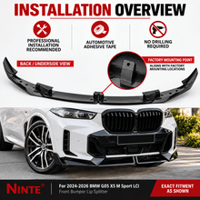 NINTE MP-Style Front Bumper Lip Splitter for 2024-2026 BMW G05 X5 M Sport LCI – Aggressive Sport Aero - NINTE