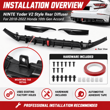 NINTE Yoder V2 Style Rear Diffuser For 2018-2022 Honda 10th Gen Accord - NINTE