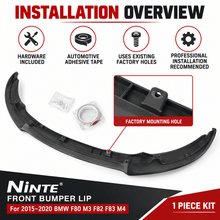 NINTE For 2015-2020 Fits BMW F80 M3 F82 F83 M4 1 Piece Style Front Bumper Lip Front Lower Diffuser - NINTE