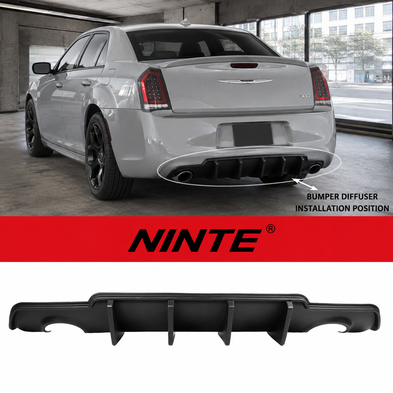 NINTE Rear Bumper Diffuser Fit for Chrysler 300 300S 2012-2014 Matte Black Shark Fin Style