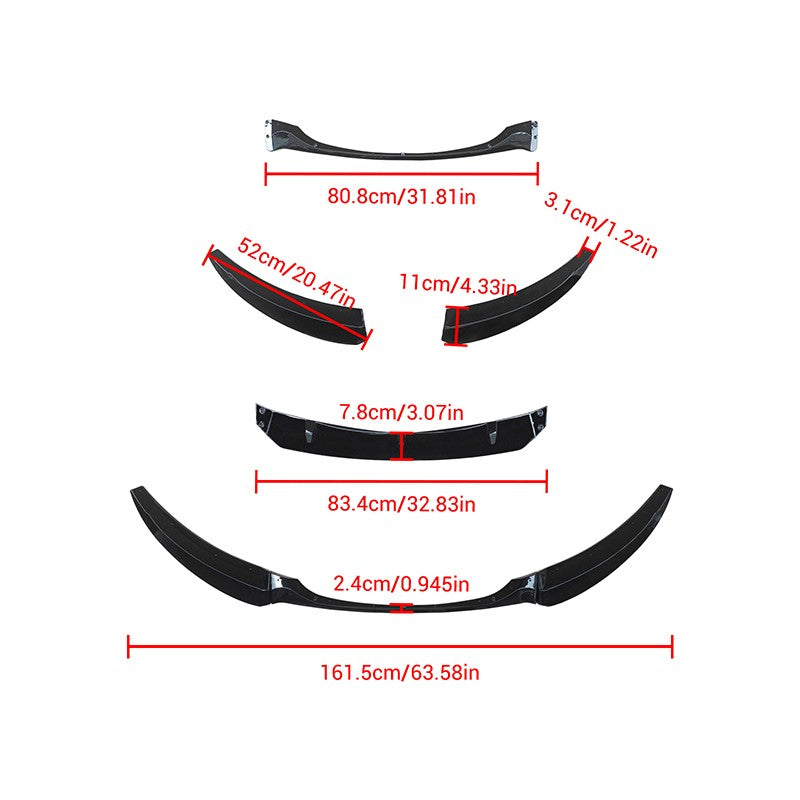 NINTE Front Bumper Lip Splitter For 2008-2013 BMW E82 128i 135i M Sport Glossy Black