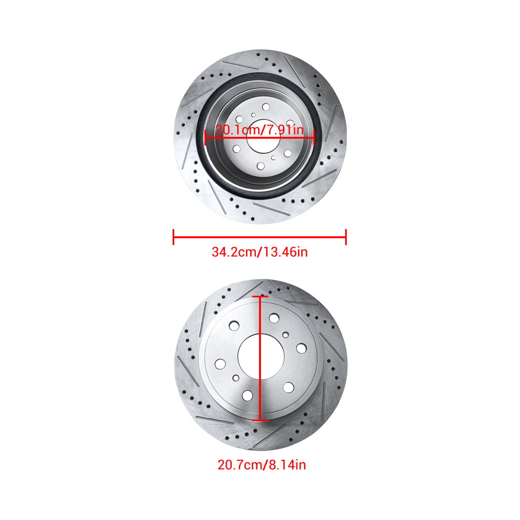 NINTE REAR Drilled Disc Brake Rotors for Chevy Silverado Tahoe GMC Sierra 1500 Yukon