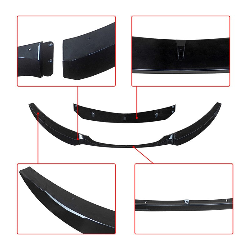 NINTE Front Bumper Lip Splitter For 2008-2013 BMW E82 128i 135i M Sport Glossy Black