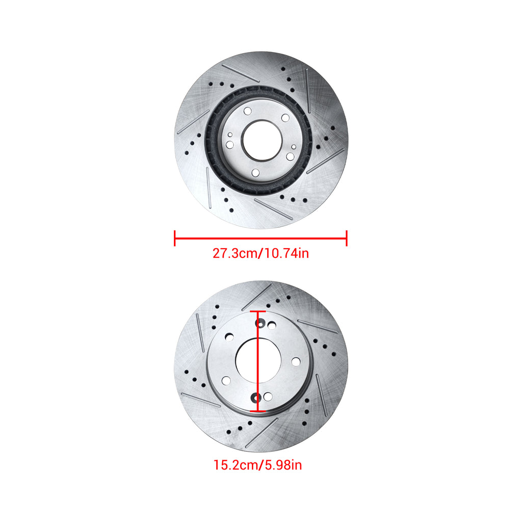 NINTE Rear Drilled Brake Rotors for Hyunda Elantra GT Veloster Venue Kona Forte Soul