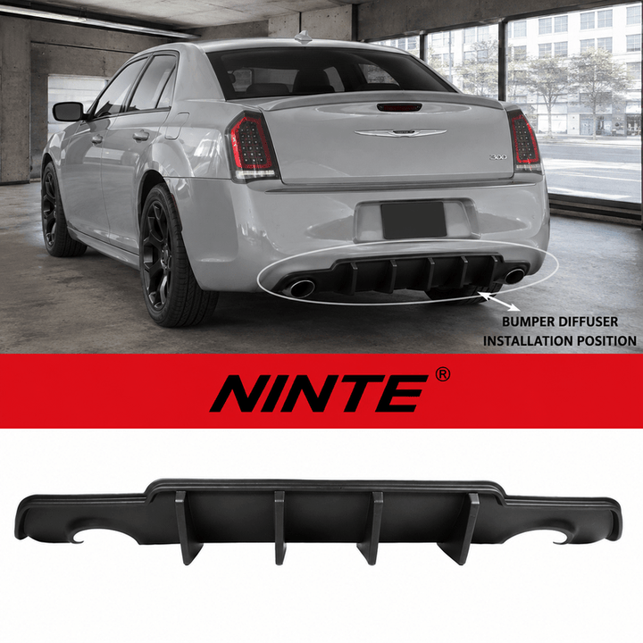 NINTE Rear Bumper Diffuser Fit for Chrysler 300 300S 2012-2014 Matte Black Shark Fin Style - NINTE