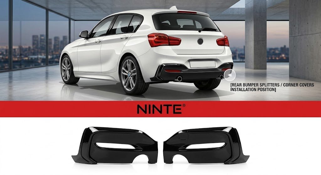 NINTE Rear Bumper Side Lip Splitter Aprons Fit For BMW 1 Series F20 F21 M Sport M135i M140i 2015-2019 Painted Gloss Black One Piece