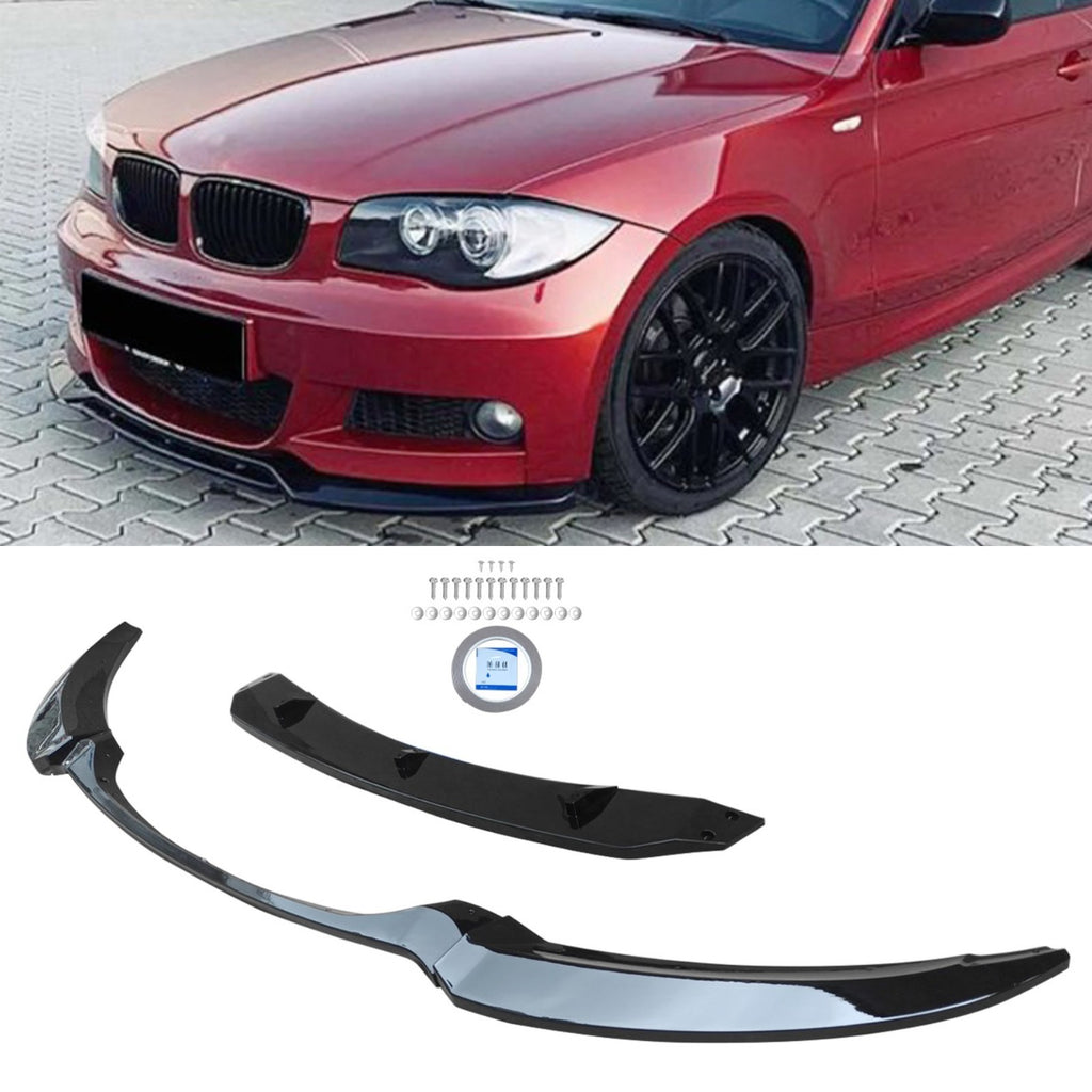 NINTE Front Bumper Lip Splitter For 2008-2013 BMW E82 128i 135i M Sport Glossy Black