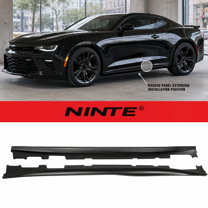NINTE Side Rocker Panel Extension Kit Fit for Chevrolet Camaro RS SS LT LS 2016-2023 Black ZL1 Style 2-Piece Left and Right Set