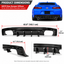 Laden Sie das Bild in den Galerie-Viewer, NINTE Rear Bumper Diffuser Lip Splitter Fit for 2016-2023 Chevrolet Camaro Painted Gloss Black Quad Exhaust Sport Style Without Logo
