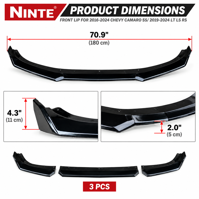 NINTE Front Lip For 2016-2024 Chevy Camaro SS/ 2019-2024 LT LS RS