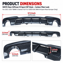 NINTE For 2011-2017 BMW 5-Series F10 F11 535d 535i Rear Diffuser M Sport MP Style Twin Outlet Rear Bumper Lip