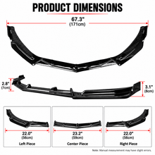 NINTE For 2016-2024 Chevrolet Malibu Front Lip ABS 3PCs Front Bumper Splitters - NINTE