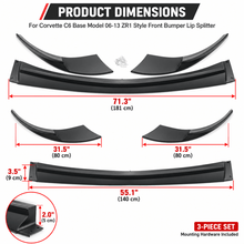 Load image into Gallery viewer, NINTE ZR1-Style Front Bumper Lip Splitter for 2005-2013 Chevrolet Corvette C6 Base – Track-Inspired Aero - NINTE