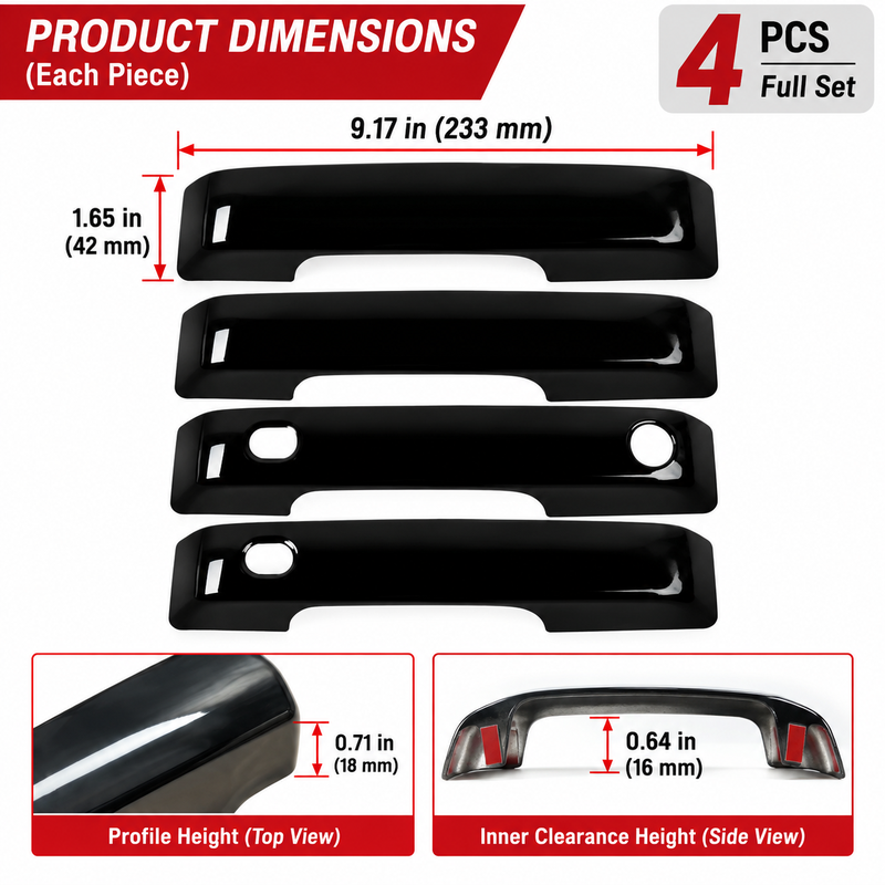 NINTE Door Handle Cover Trim for 2021-2026 Ford F-150 & Bronco – Smart-Key Fitment Options