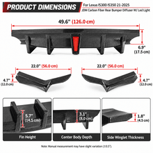NINTE For Lexus IS300 IS350 2021-2025 JDM Glossy Black Rear Bumper Diffuser W/ Led Light