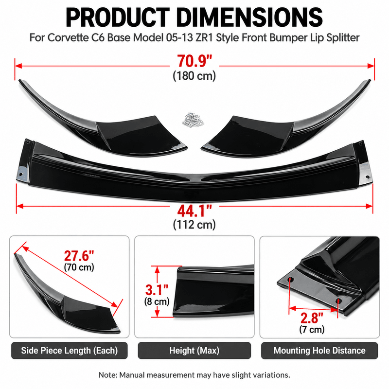 NINTE ZR1-Style Front Bumper Lip Splitter for 2005-2013 Chevrolet Corvette C6 Base – Track-Inspired Aero - NINTE