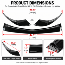 Load image into Gallery viewer, NINTE ZR1-Style Front Bumper Lip Splitter for 2005-2013 Chevrolet Corvette C6 Base – Track-Inspired Aero - NINTE