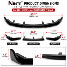 NINTE V-Style Front Bumper Lip Splitter for 2021-2025 Lexus IS300/IS350 F Sport – Aggressive Sport Aero - NINTE