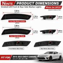 NINTE Smoked LED For 2016-2023 Chevy Camaro Front Rear Side Marker Lights - NINTE