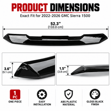NINTE Front Upper Grille Hood Bulge Cover Molding Trim fit for 2022-2026 GMC Sierra 1500 Painted Gloss Black One Piece Overlay Sport Style Without Logo - NINTE
