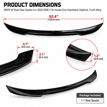 NINTE M Style Rear Spoiler For 2022-2026 11th Honda Civic Hatchback HighKick Trunk Wing - NINTE