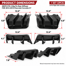 NINTE STG 3 Big Fin Rear Diffuser FOR 2014-2019 Chevrolet Corvette C7 Gloss Black