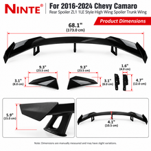 NINTE For 2016-2024 Chevy Camaro Rear Spoiler ZL1 1LE Style High Wing Spoiler Trunk Wing