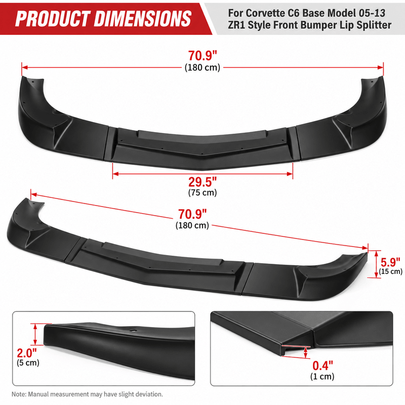 NINTE ZR1-Style Front Bumper Lip Splitter for 2005-2013 Chevrolet Corvette C6 Base – Track-Inspired Aero - NINTE