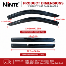 NINTE Window Visor Rain Guards For 2019-2025 Chevy Silverado/GMC Sierra 1500 - NINTE