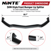 NINTE 5VM-Style Front Bumper Lip Splitter for 2020-2026 Chevrolet Corvette C8 – Track-Inspired Aero - NINTE