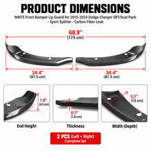NINTE Front Bumper Lip Guard for 2015-2024 Dodge Charger SRT/Scat Pack – Sport Splitter