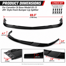Load image into Gallery viewer, NINTE ZR1-Style Front Bumper Lip Splitter for 2005-2013 Chevrolet Corvette C6 Base – Track-Inspired Aero - NINTE