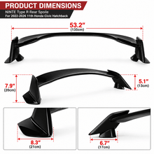 NINTE Type R Rear Spoile For 2022-2026 11th Honda Civic Hatchback ABS Trunk Wing - NINTE