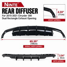 NINTE Rear Diffuser For 2015-2021 Chrysler 300 Dual Rectangle Exhaust Opening Rear Bumper Lip - NINTE