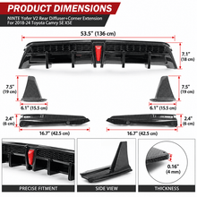 NINTE Yofer V2 Rear Diffuser+Corner Extension For 2018-24 Toyota Camry SE XSE - NINTE