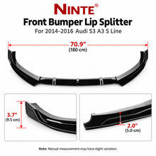 NINTE Front Bumper Lip For 2014-2016 Audi S3 A3 S Line Painted Spoiler Splitter - NINTE